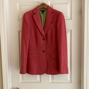 Lands' End Women's Wool Blend Blazer - 10 Tall - Pink(ish) with Green Lining